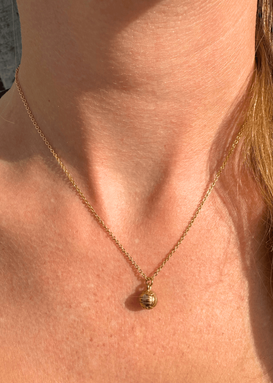 Gold Volleyball Necklace